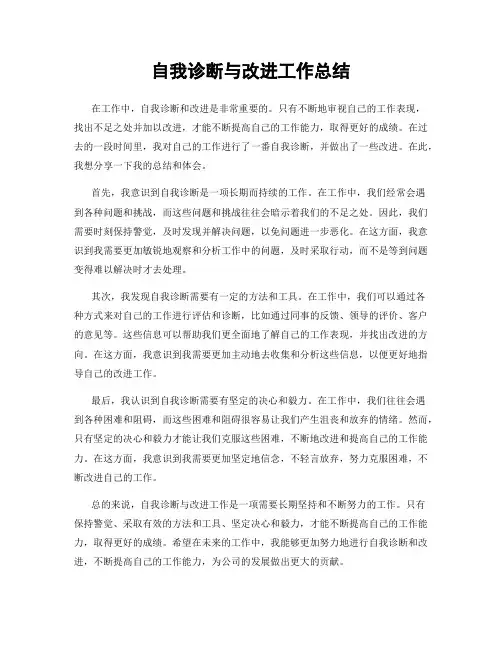 自我诊断与改进工作总结