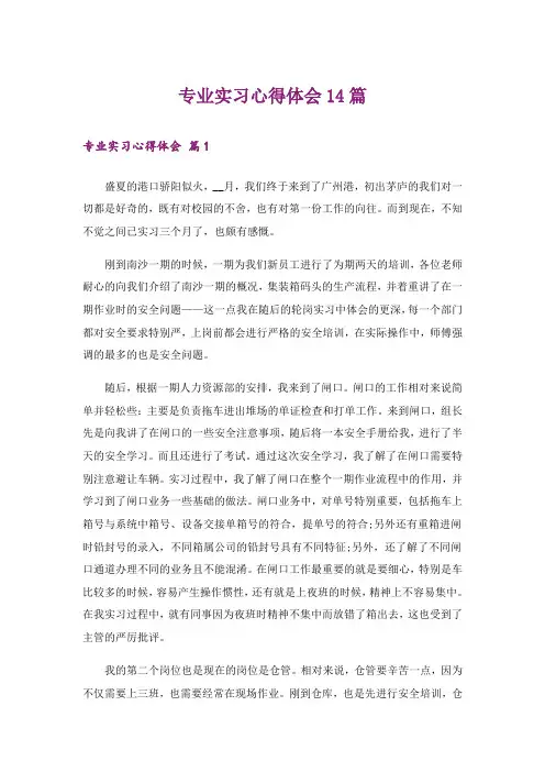 专业实习心得体会14篇