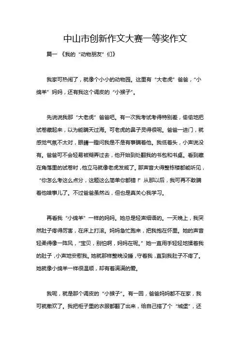 中山市创新作文大赛一等奖作文