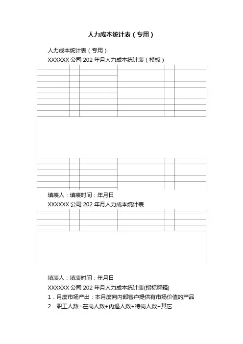 人力成本统计表（专用）