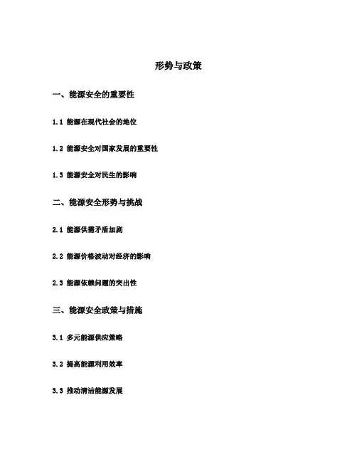 形势与政策 能源安全 知识目标 能力能力目标 素质目标