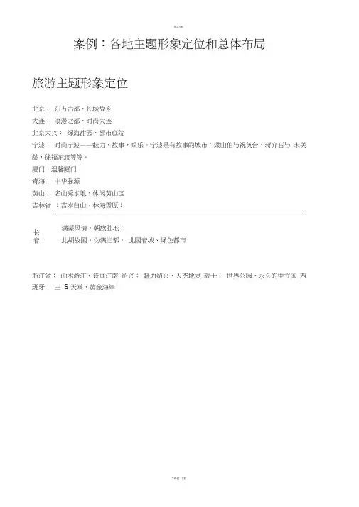 各地主题形象定位和总体布局剖析