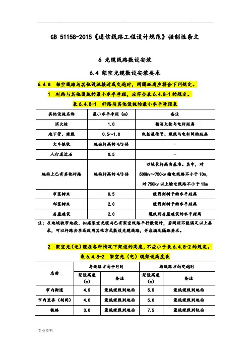 GB 51158-2015《通信线路工程设计规范》强制性条文