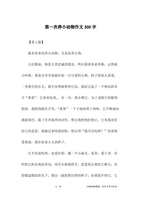 第一次养小动物作文300字
