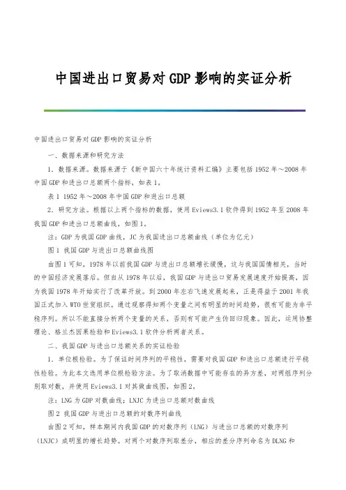 中国进出口贸易对GDP影响的实证分析