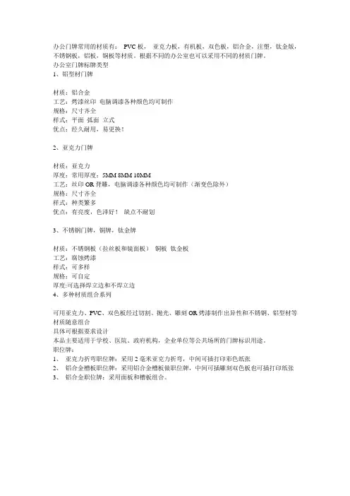 做门牌的材料