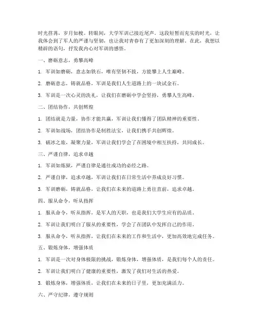 大学军训感言精辟语句