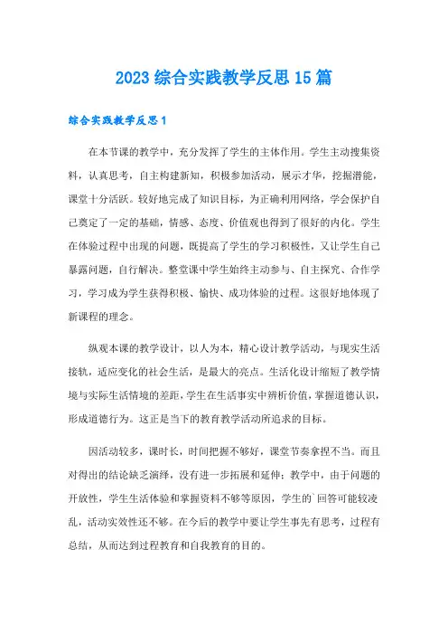 2023综合实践教学反思15篇