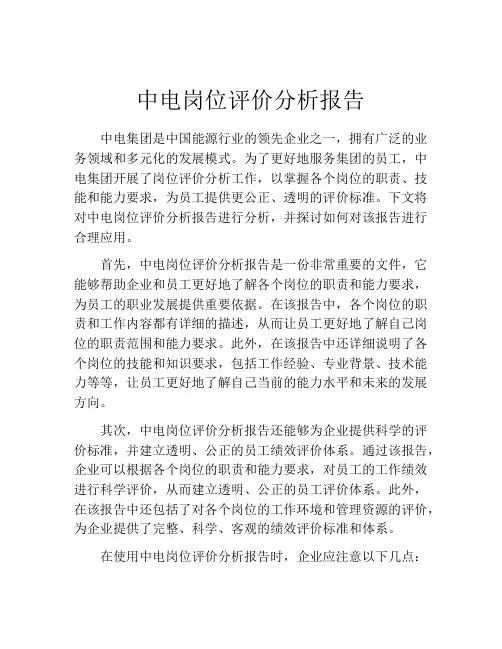 中电岗位评价分析报告