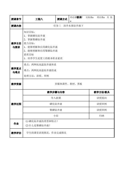 石油化工技术专业《水基钻井液-深井水基钻井液(下)》
