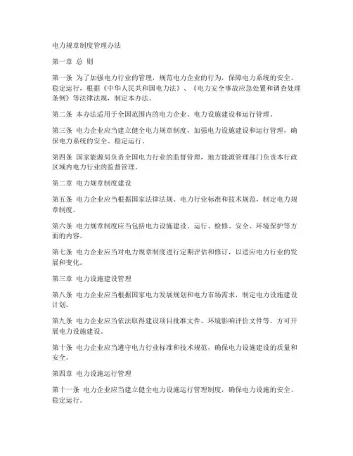 电力规章制度管理办法