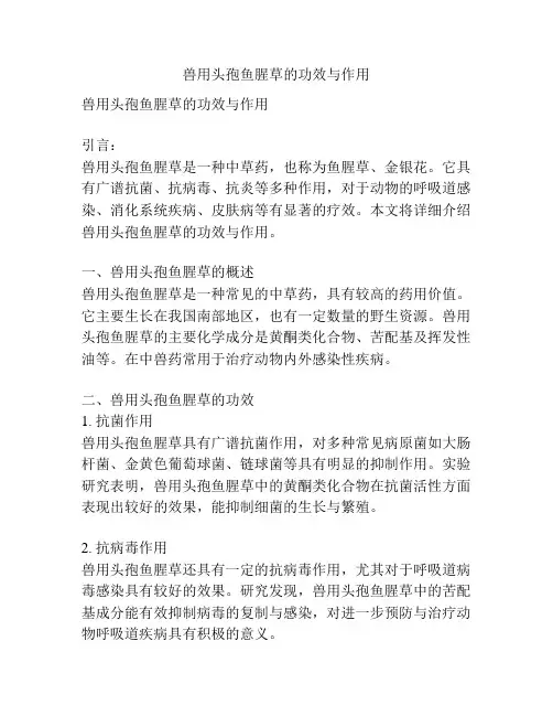 兽用头孢鱼腥草的功效与作用