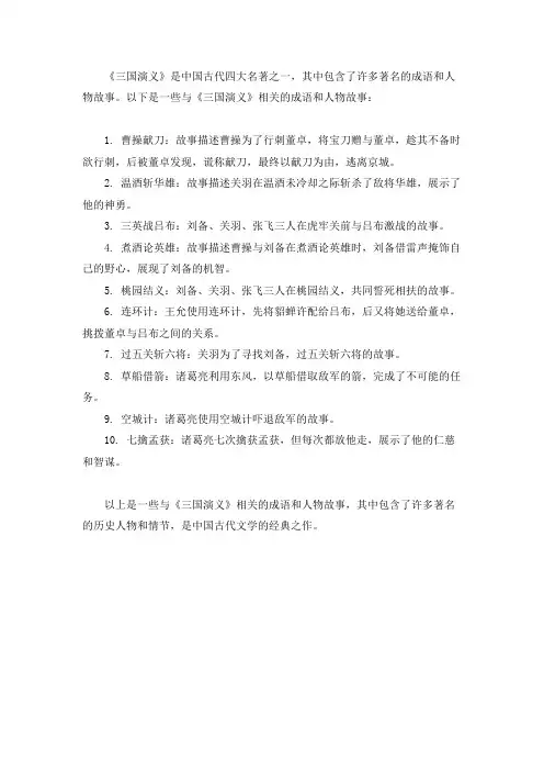 关于三国演义的成语人物及故事