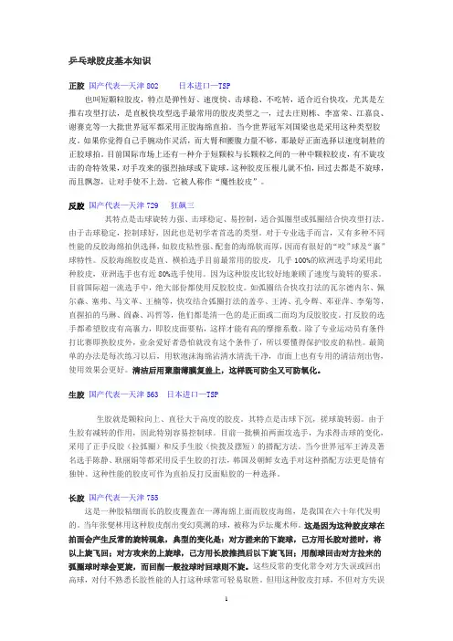 乒乓球胶皮基本知识
