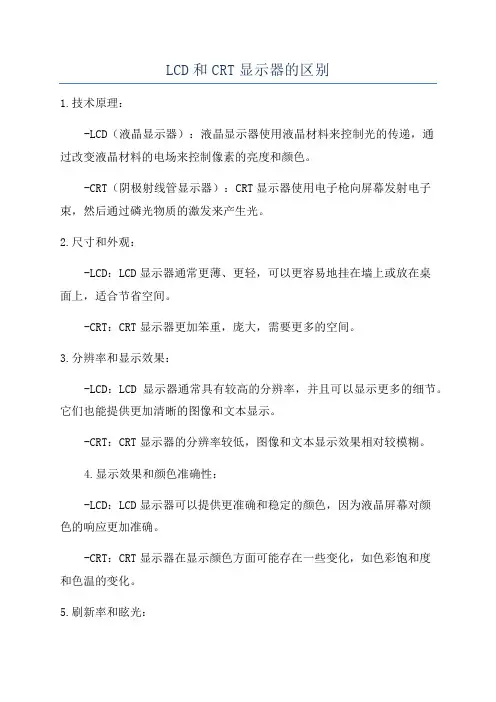 LCD和CRT显示器的区别