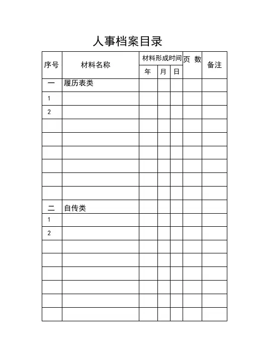 人事档案目录模板