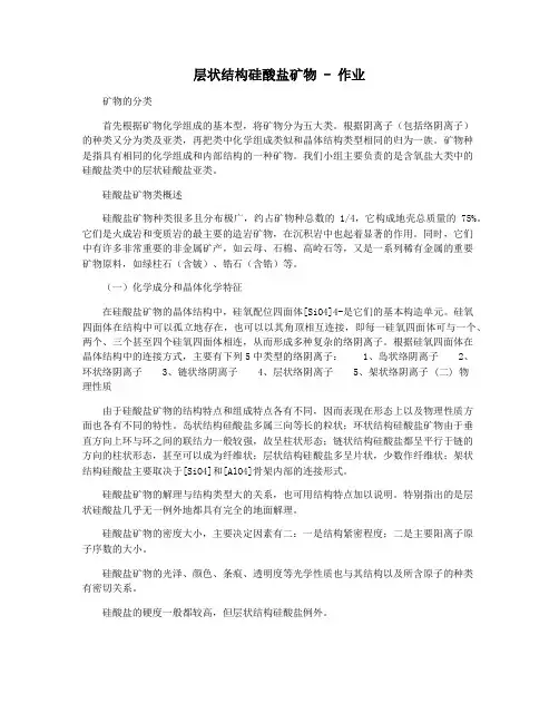 层状结构硅酸盐矿物 - 作业