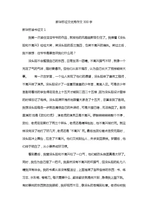 新华杯征文优秀作文300字