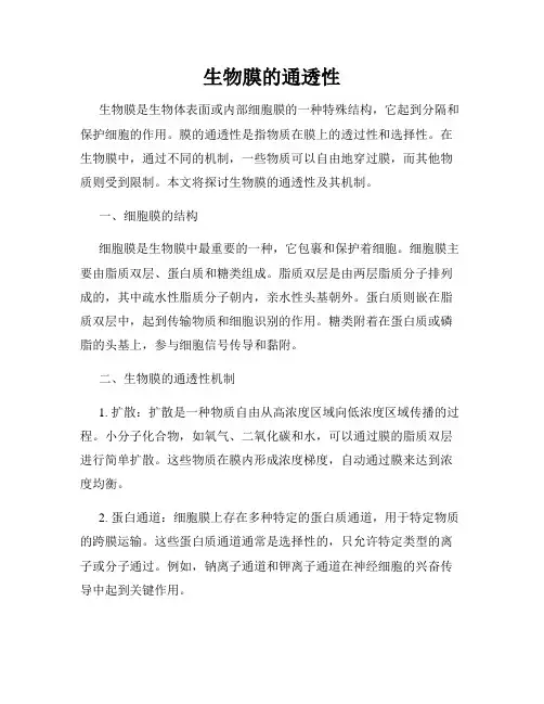 生物膜的通透性