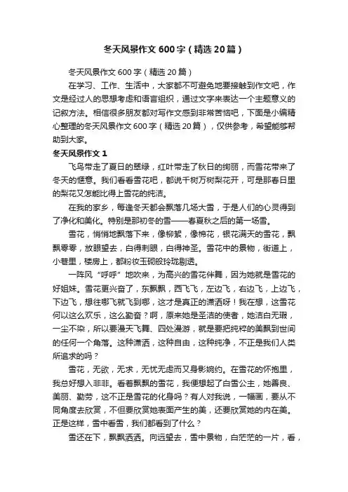 冬天风景作文600字（精选20篇）