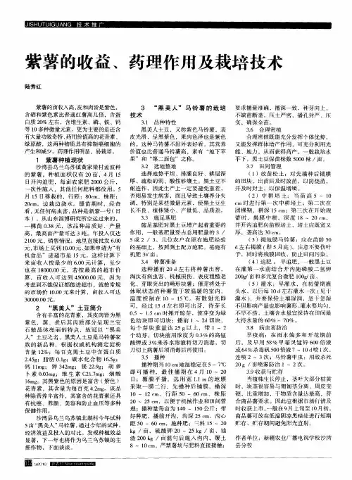 紫薯的收益、药理作用及栽培技术