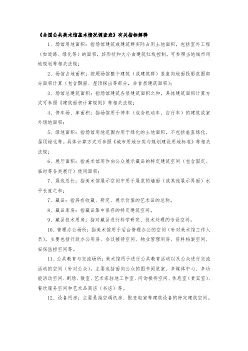 有关指标解释 - 中国美术馆