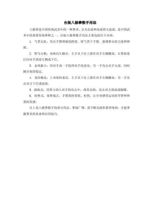 台版八极拳散手用法