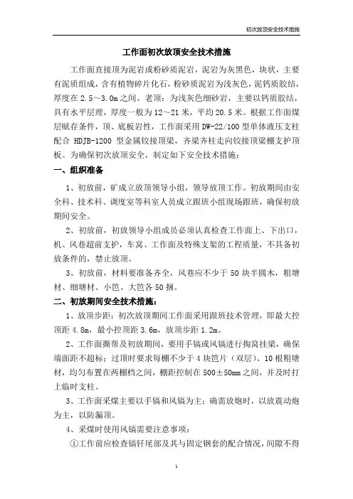 4341-1初次放顶安全技术措施