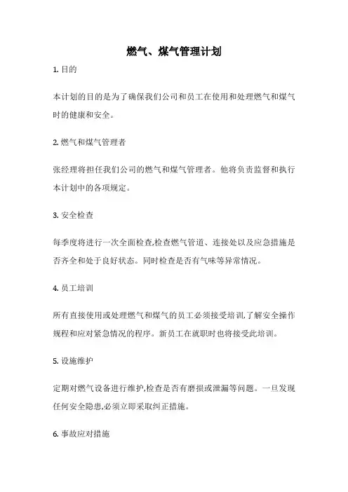 燃气、煤气管理计划