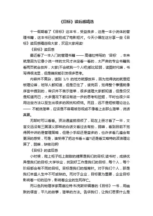 《目标》读后感精选