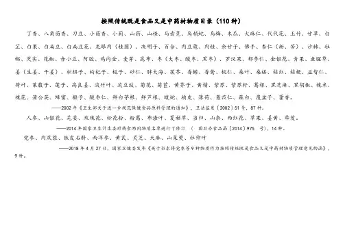 药食同源目录大全2020