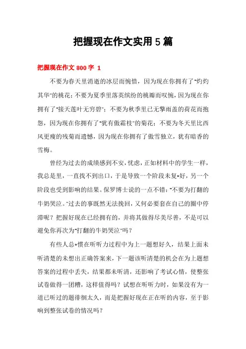 把握现在作文实用5篇