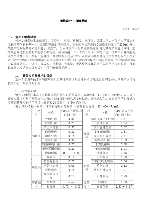 紫外线杀菌器重点技术资料