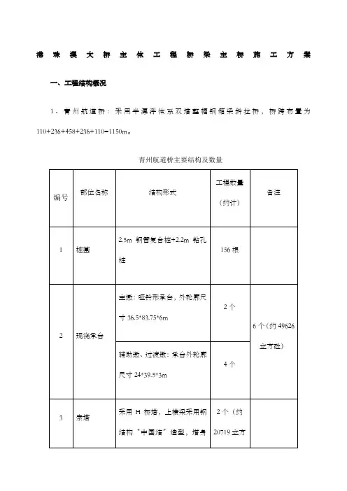 港珠澳大桥主体工程桥梁主桥施工方案