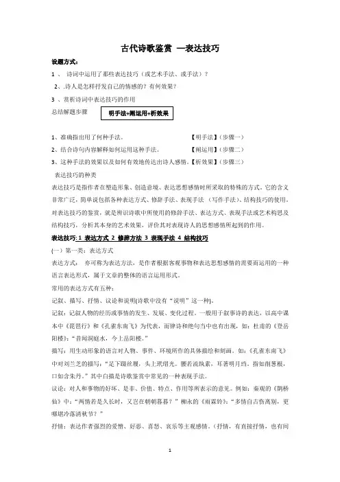 鉴赏诗歌艺术手法答题技巧整理