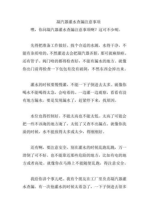 凝汽器灌水查漏注意事项