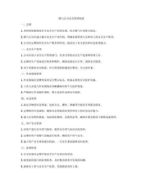 煤气公司安全管理制度
