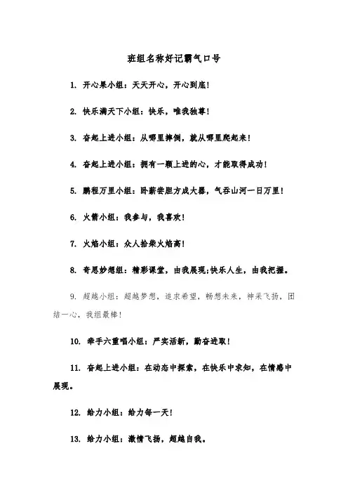 班组名称好记霸气口号(四篇)