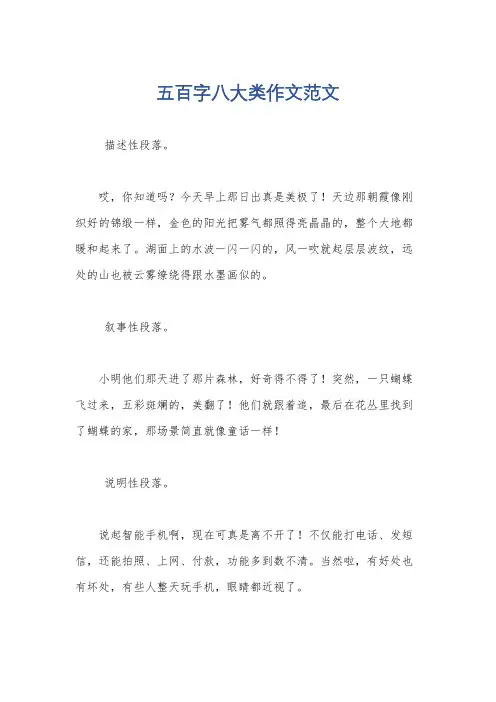 五百字八大类作文范文