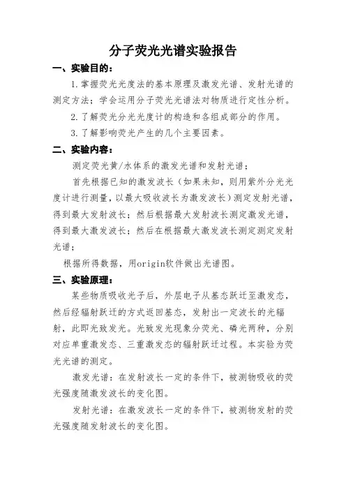 分子荧光光谱实验报告