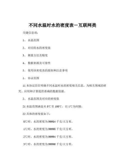 不同水温时水的密度表-互联网类