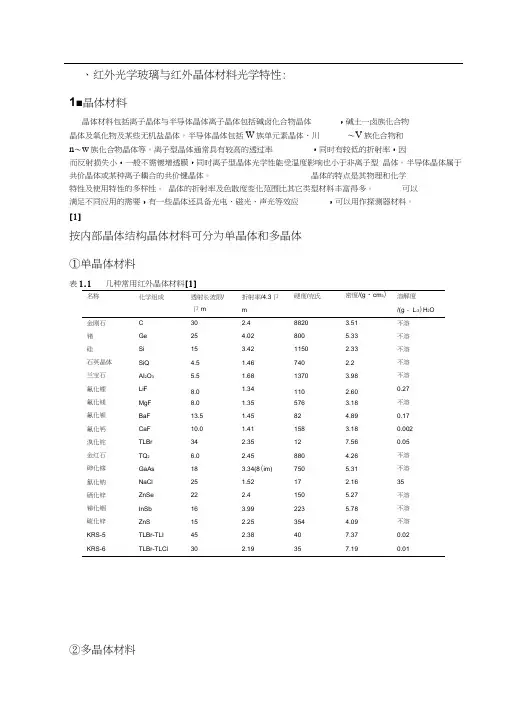 红外光学玻璃与红外晶体材料光学特性