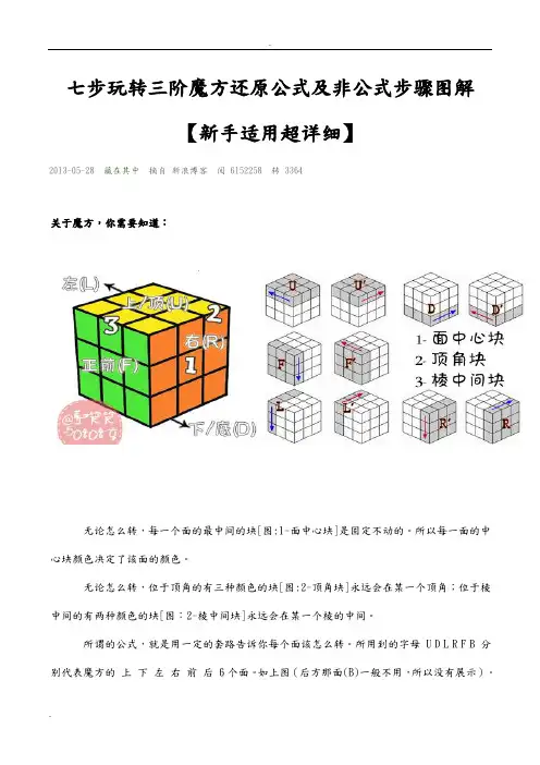 七步玩转三阶魔方还原公式及非公式步骤图解