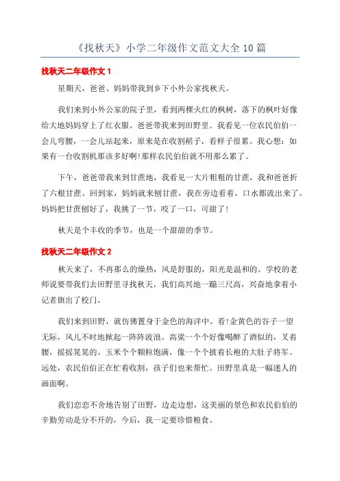 《找秋天》小学二年级作文范文大全10篇