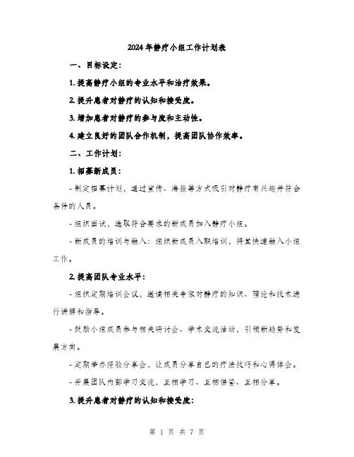 2024年静疗小组工作计划表(二篇)