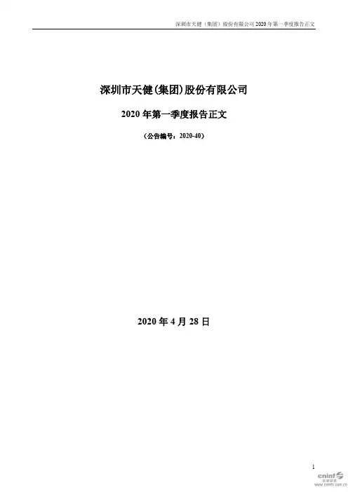 天健集团：2020年第一季度报告正文