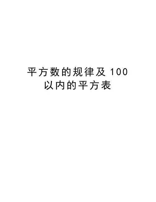 平方数的规律及100以内的平方表讲解学习
