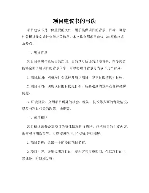 项目建议书的写法