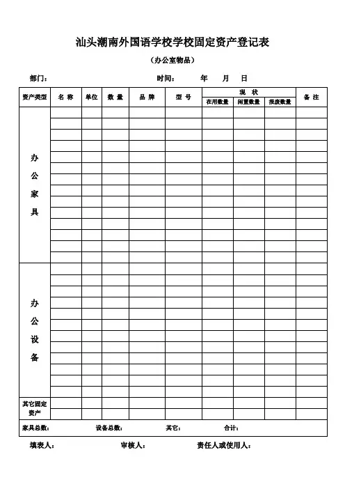 外国语学校固定资产登记表