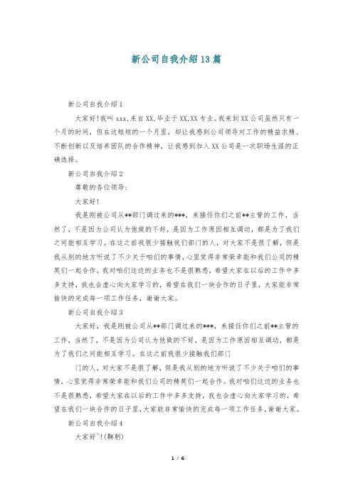 新公司自我介绍13篇
